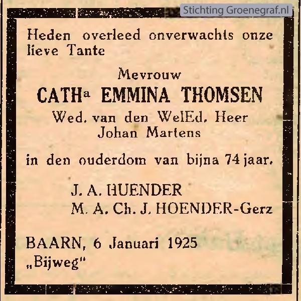 Overlijdensscan Catharina Emmina  Thomsen