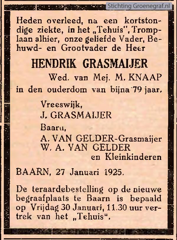 Overlijdensscan Hendrik  Grasmaijer