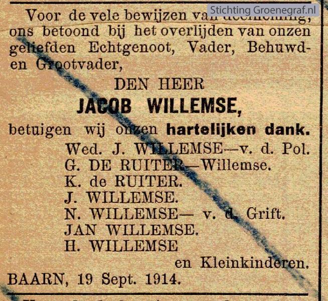 Overlijdensscan Jacob  Willemse