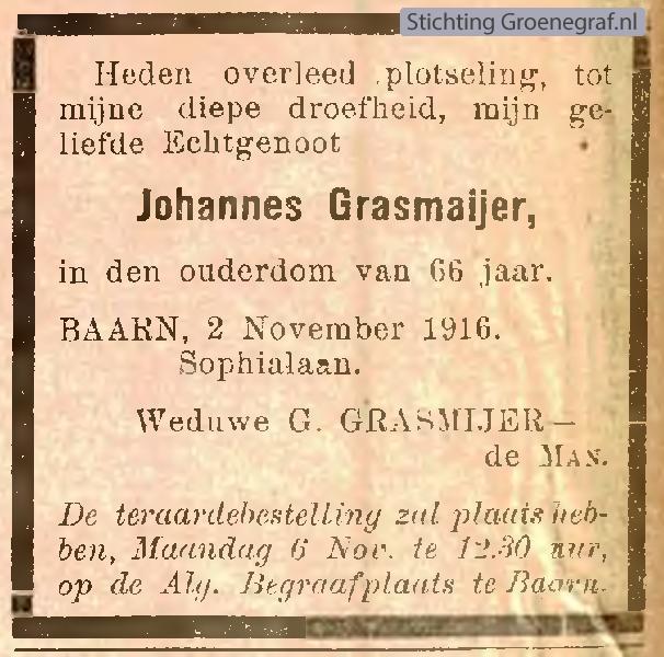 Overlijdensscan Johannes  Grasmaijer