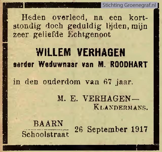 Overlijdensscan Willem  Verhagen