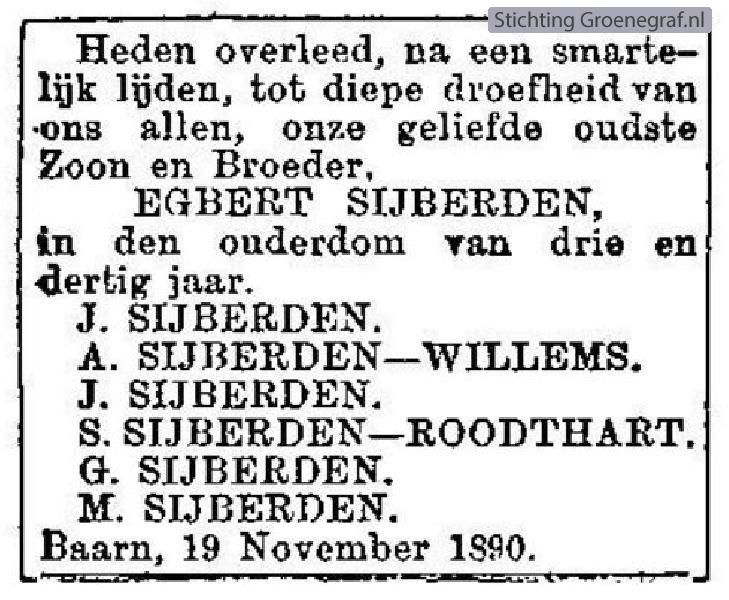 Overlijdensscan Egbert  Sijberden