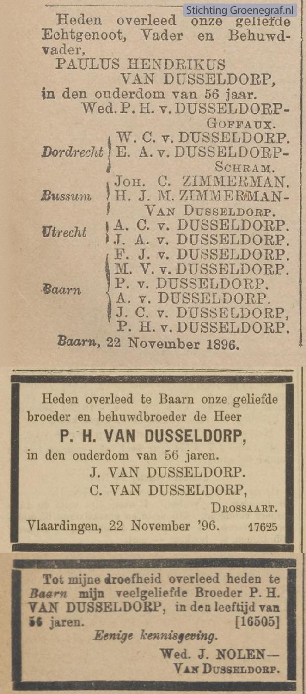 Overlijdensscan Paulus Hendrikus van Dusseldorp