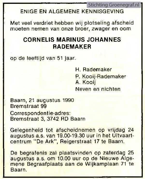 Afbeelding bij Cornelis Marinus Johannes  Rademaker