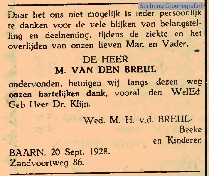 Overlijdensscan Maas van den Breul