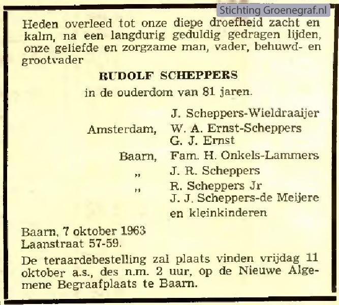 Overlijdensscan Rudolf  Scheppers