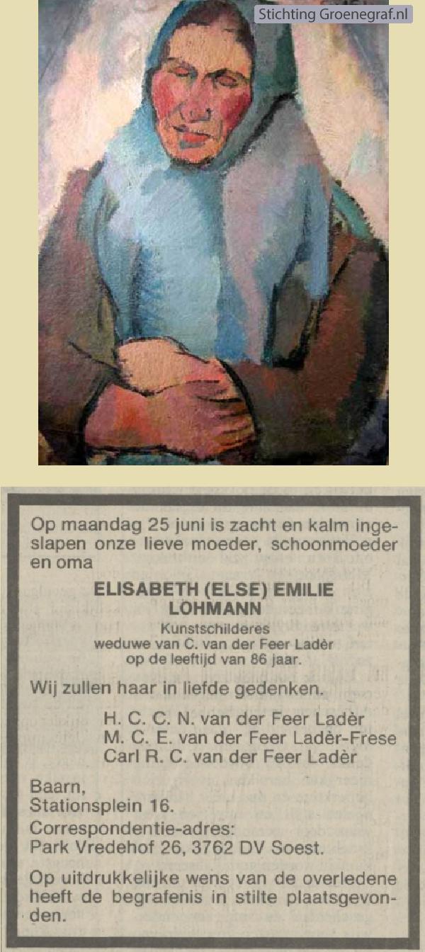 Overlijdensscan Elisabeth Emilie  Lohmann