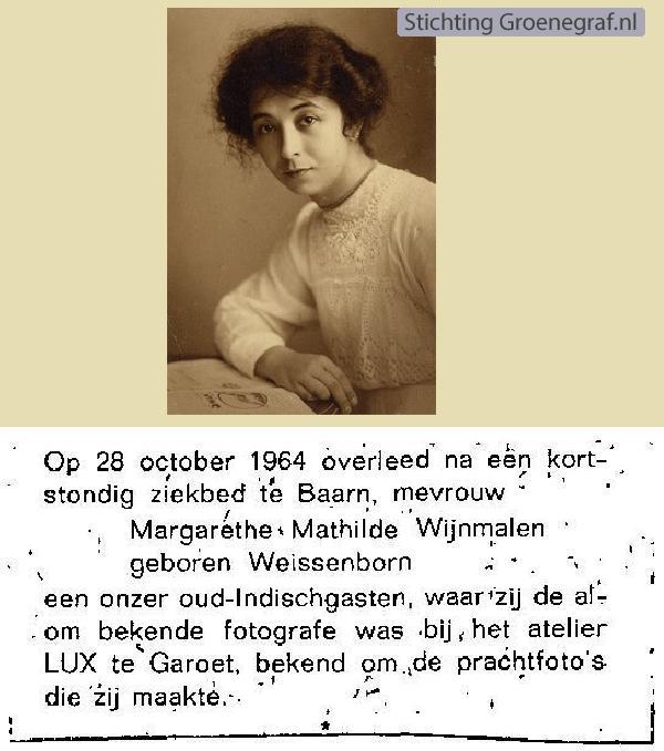 Overlijdensscan Margarethe Mathilde  Weissenborn