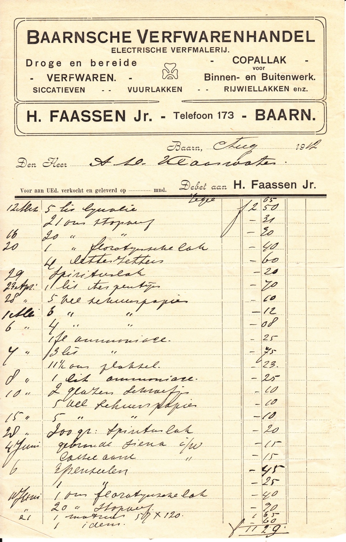 Baarnsche Verfwarenhandel H. Faassen Jr.